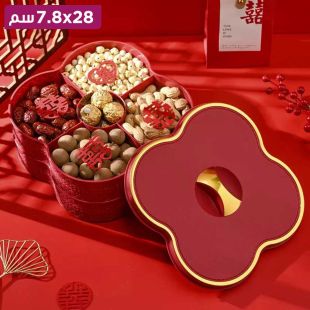 علبة تخزين فواكه مجففة متعددة الأقسام بغطاء - ألوان متنوعة