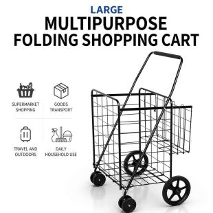 Foldable Metal Shopping Trolley 102 x 62 x 56 cm