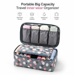 منظم ملابس داخلية للسفر بسحاب ألوان متنوعة