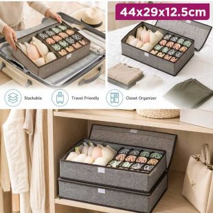 Foldable Innerwear Organizer with Multi-Grid Storage