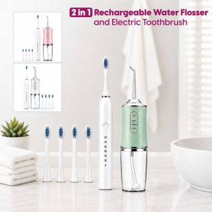 2 in 1 Rechargeable Water Flosser and Electric Toothbrush - Sheeel Kuwait