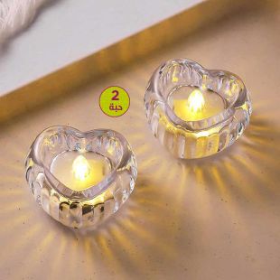 شموع LED على شكل قلب دون لهب 2 قطعة