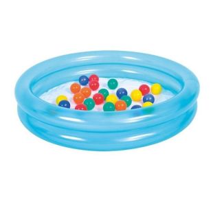 Inflatable Kids Pool with 2 Rings 120L Capacity and 25 Balls