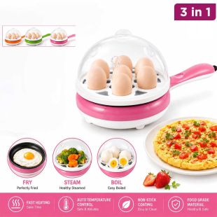 3-in-1 Electric Breakfast Maker for Boiling and Steaming and Frying