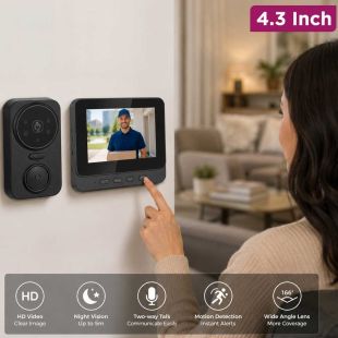Smart Wireless Video Doorbell with 4.3-Inch Indoor Monitor