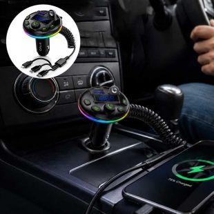 OALE iCar 5 Car FM Transmitter & MP3 Player with RGB Light and Dual USB