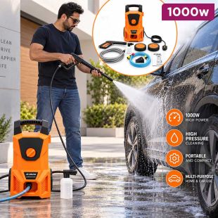 R.VIHAN 1000W High-Pressure Car Washer with Foam Bottle