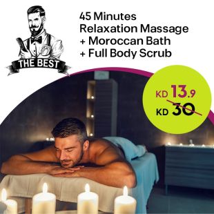 45-Minute Relaxation Massage + Moroccan Bath + Full Body Scrub at The Best Men's Salon