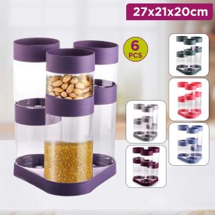 Max Plast 6Pcs Plastic Spice Storage Set 27 x 21 x 20cm - Assorted Color