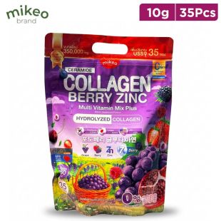 Mikeo (0 Sugar added) Multi Vitamin Collagen Zinc Powder Berry Mix Flavour 35x10g