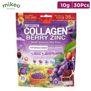 Mikeo (0 Sugar added) Fiber X5 blus Zinc Collagen 7 Berry Flavour 30x10g