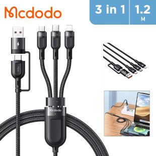 Mcdodo 3 In 1 Fast Charging Cable, 100W,1.2m - Black