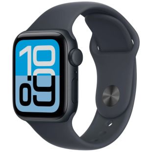 ساعة أبل SE الجيل الثالث مقاس 40 مم GPS بهيكل ألومنيوم مع سوار رياضي مقاس S/M - ميدنايت من Apple (منتج جديد / من غير كرتون)