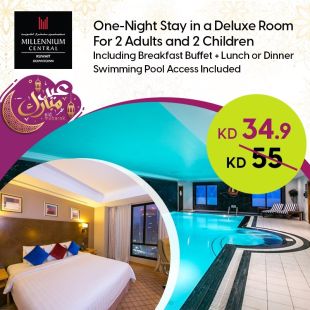  Enjoy 1 Night Stay in a Deluxe Room for 2 Persons & 2 Kids at Millennium Central - Kuwait City
