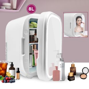 Mini Refrigerator with LED Light and Mirrored Door