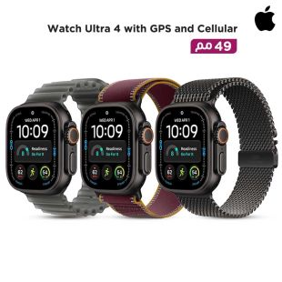 ساعة Watch Ultra 4 مع GPS وCellular قياس 49 مم أسود تيتانيوم مع سوار من Apple
