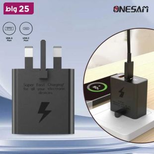 شاحن حائط منفذ USB-C + USB-A قوة 25 واط من ONESAM