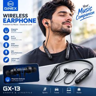 سماعة أذن بلوتوث لاسلكية حول الرقبة مع ENC وصوت HiFi من GiNEX