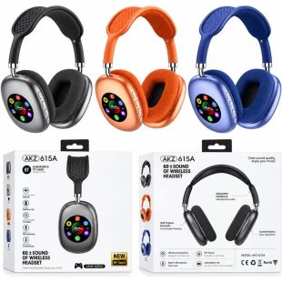 Wireless Bluetooth Headphones with Digital Display and Powerful Sound and Microphone by AKZ