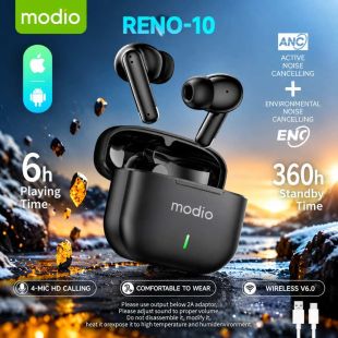 Wireless Bluetooth Earphones with ANC and ENC and 4-Mic Calling by Modio