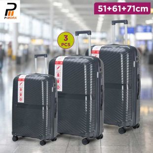 Pack of 3 Pcs PP Trolley Hard Luggage Set 51 + 61 + 71 cm by P-Mora