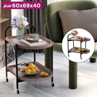 طاولة تقديم حديثة من طبقتين بعجلات قابلة للقفل 40 × 69 × 60 سم