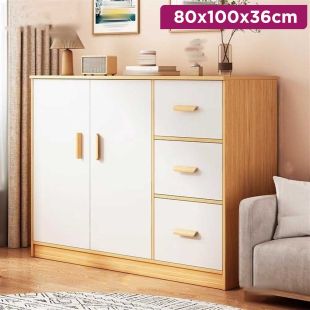 Modern Storage Cabinet with 2 Door and 3 Drawers 80 x 100 x 36cm