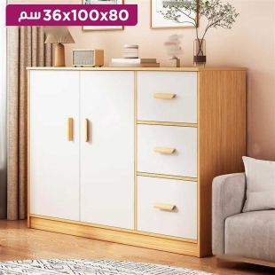 خزانة تخزين حديثة 2 باب و3 أدراج 80 × 100 × 36 سم