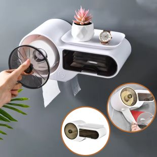 Modern Toilet Paper Holder with Multipurpose Storage Box for Bathroom