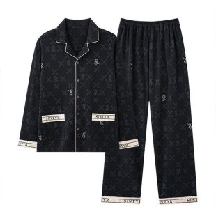 Monogram Autumn Long Sleeve Cotton Pajama For Men
