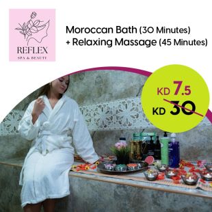 30-minute Moroccan bath + 45-minute relaxing massage at Reflex Institute