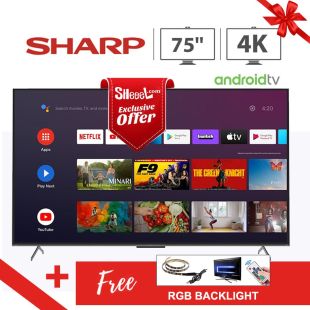 75-inch QLED UHD-4K Android Smart TV by Sharp + Free RGB Light Strip