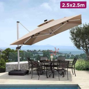 Rotatable and Height-Adjustable Illuminated Cantilever Umbrella 2.5 x 2.5m