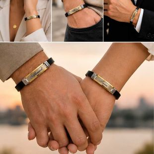Custom Name Tag Bar Modern Bracelet - English or Arabic