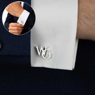 Personalized Initial Cufflinks with Custom Name Initials - Silver Plated