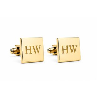 Personalized Square Initial Cufflinks - Gold Plated