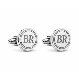 Round Cufflinks with Custom Name Initials - Silver Color