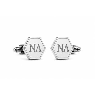 Hexagonal Cufflinks with Custom Name Initials - Silver Color