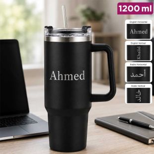 Customized Black 1200ml Thermal Flask - English or Arabic Designs