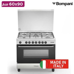 طباخ غاز 5 شعلات ستانلس ستيل 90 × 60 سم من Bompani