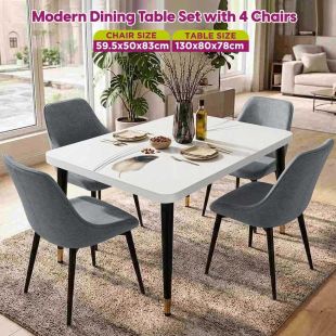 Modern Dining Table Set with 4 Chairs 130 x 80 x 78cm