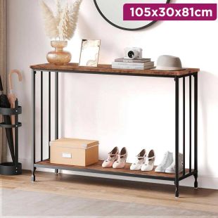 Wooden Console Table with 2 Shelves and Metal Frame 105 x 30 x 81 cm