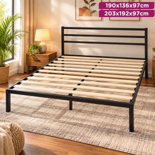 Metal Bed Frame with Headboard