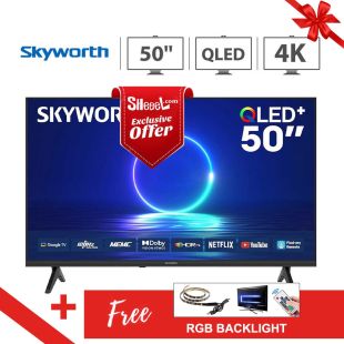 50 Inch QLED 4K UHD Android Smart TV by Skyworth + Free RGB Light