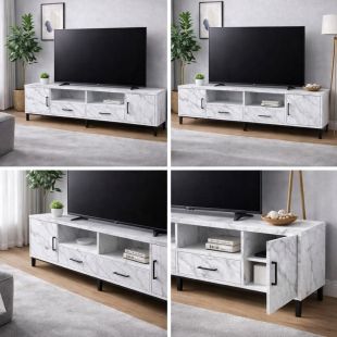 طاولة تلفزيون خشبية مع أبواب وأدراج 180 × 50 × 55 سم