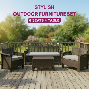 Set of 4 Stylish Outdoor Furniture (6 Seats + Table)