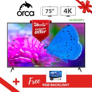 Orca 75 Inch QLED 4K Android Smart TV + Free RGB Light