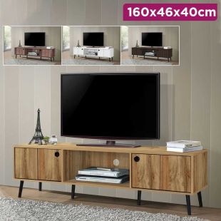 Modern TV Stand with Elegant Touch 2 Drawers and 1 Shelf 160 x 46 x 40 cm