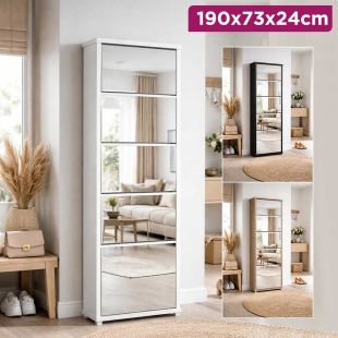 MirrorStyle Shoe Cabinet 5 Flip Doors 190 x 73 x 24 cm