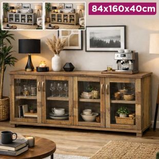 GlassView Sideboard 4 Glass Doors 84 x 160 x 40cm